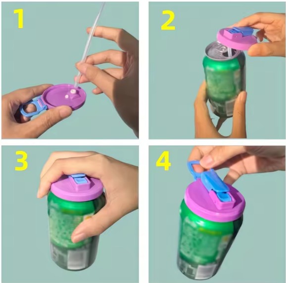 Lvena™ Reusable Can Lid + Straw